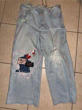 We the free handmade Light Blue Patchwork Women’s Jeans